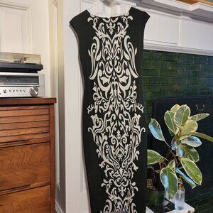 Valentina Black and White Sleeveless Bodycon Dress - Size Small